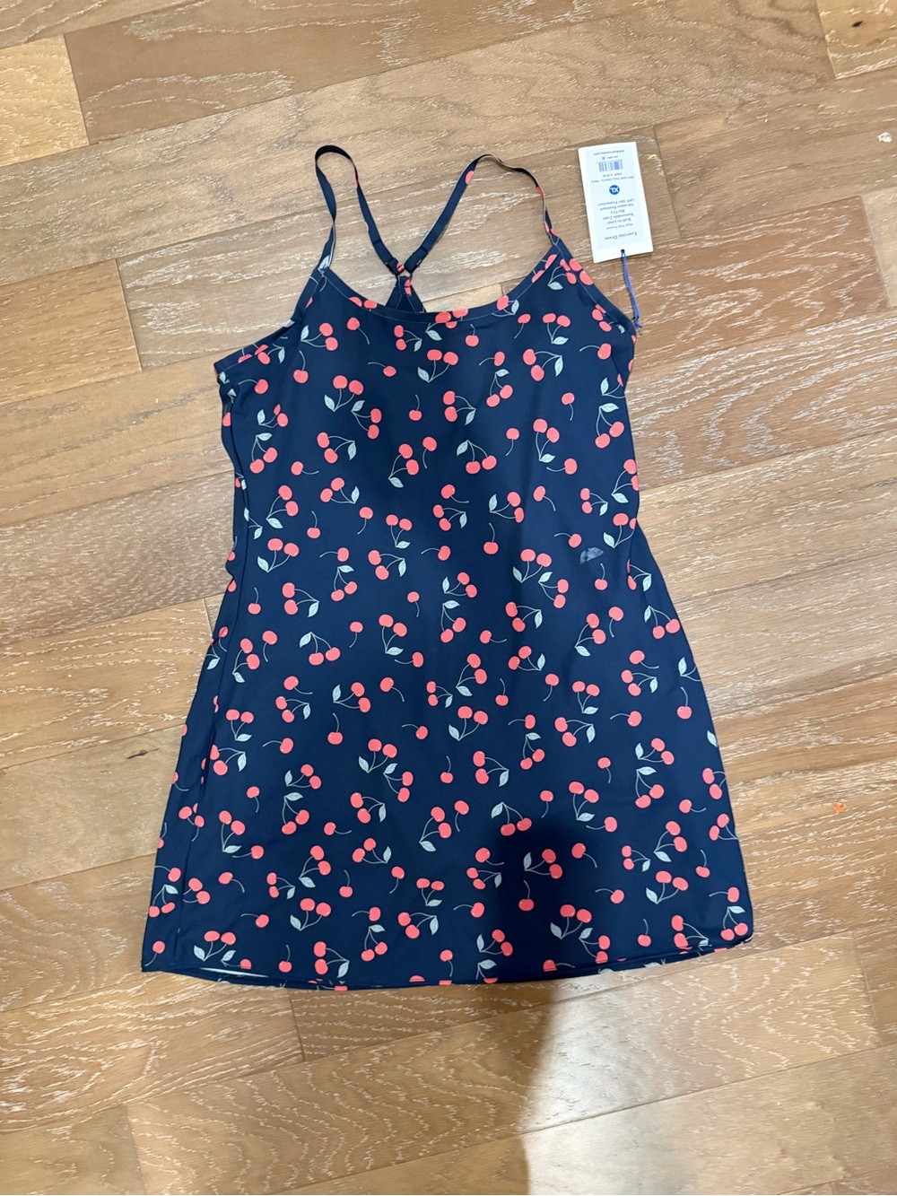 Outdoor Voices Navy Cherry-Print Tank Dress - Picture 1 of 7
